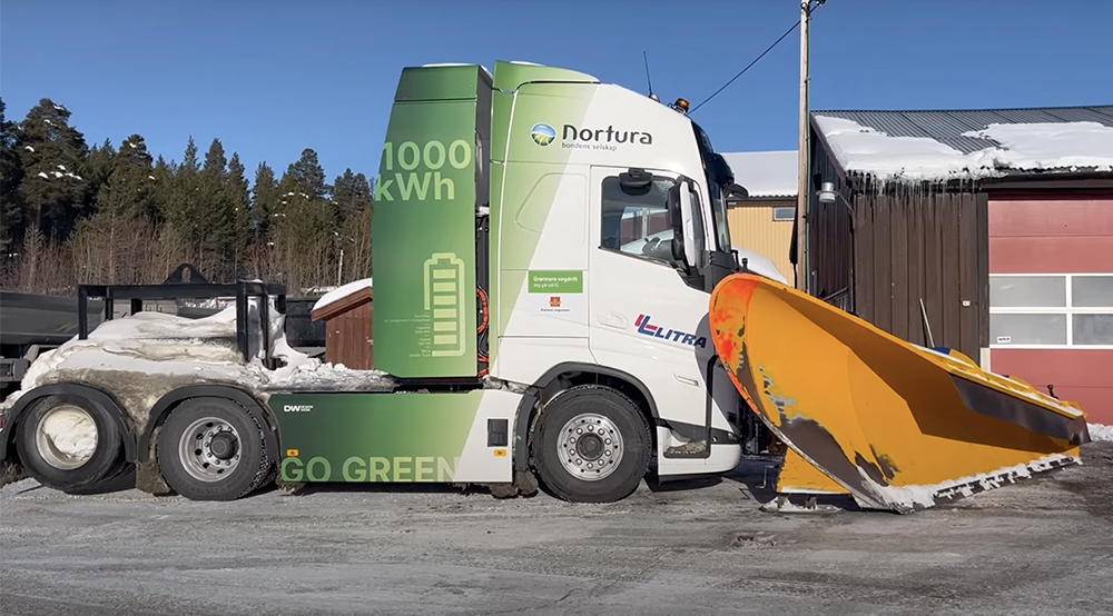 Volvo electric truck conversion proves its mettle as a snowplow in the mountains of Norway